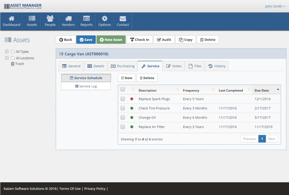 screenshot of Kaizen Asset Manager Web Edition